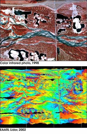 NASA LiDAR scan of the Platte River showing riverbed topography and channel depths